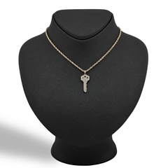10k Yellow Gold Key Shaped Pendant 1.5g Classic Charm For Mens Womens