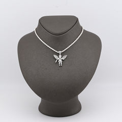 925 Sterling Silver 0.25CTW Natural Diamond Angel Cherub Pendant 4.6gms Charm
