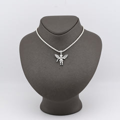 925 Sterling Silver 0.25CTW Natural Diamond Angel Cherub Pendant 4.6gms Charm
