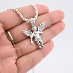 925 Sterling Silver 0.25CTW Natural Diamond Angel Cherub Pendant 4.6gms Charm