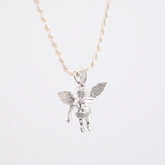 925 Sterling Silver 0.25CTW Natural Diamond Angel Cherub Pendant 4.6gms Charm