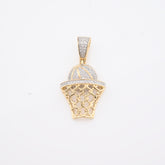 10k Yellow Gold 0.2CTW Natural Diamond ICED BasketBall Hoop Pendant 4.5g Charm