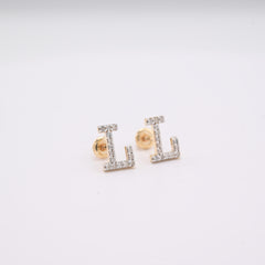 10k Yellow Gold Initial "L" 0.26CTW Natural Diamond Studs Alphabet 1.12g Earring