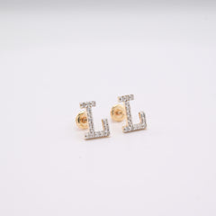 10k Yellow Gold Initial "L" 0.26CTW Natural Diamond Studs Alphabet 1.12g Earring