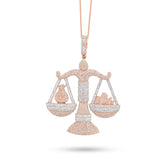10k Rose Gold 5.17CTW Round/Baguette Diamond Libra Scale Justice Pendant 26.5gms