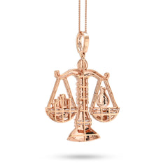 10k Rose Gold 5.17CTW Round/Baguette Diamond Libra Scale Justice Pendant 26.5gms