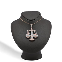 10k Rose Gold 5.17CTW Round/Baguette Diamond Libra Scale Justice Pendant 26.5gms