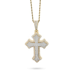 10k Two Tone Gold 5CTW Natural Diamond 3D Cross Pendant 21.9g Religious Charm