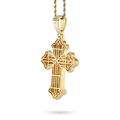 10k Two Tone Gold 5CTW Natural Diamond 3D Cross Pendant 21.9g Religious Charm