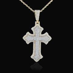 10k Two Tone Gold 5CTW Natural Diamond 3D Cross Pendant 21.9g Religious Charm