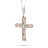 10k Rose Gold 2.05 CTW Natural Diamond Religious Cross Charm Men Women Pendnat 8.9g