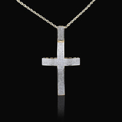 10k Yellow Gold 1.45CTW Natural Diamond Pave Domed Cross Pendant 17.5g Charm