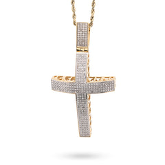 10k Yellow Gold 1.45CTW Natural Diamond Pave Domed Cross Pendant 17.5g Charm