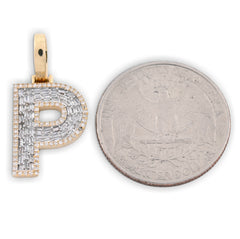 10k Yellow Gold 0.5 CTW Natural Diamond Initial "P" Pendant 2.1g Alphabet Charm