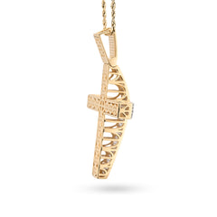 10k Yellow Gold 1.45CTW Natural Diamond Pave Domed Cross Pendant 17.5g Charm