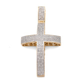 10k Yellow Gold 1.45CTW Natural Diamond Pave Domed Cross Pendant 17.5g Charm