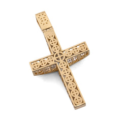 10k Yellow Gold 1.45CTW Natural Diamond Pave Domed Cross Pendant 17.5g Charm