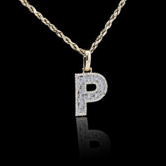 10k Yellow Gold 0.5 CTW Natural Diamond Initial "P" Pendant 2.1g Alphabet Charm