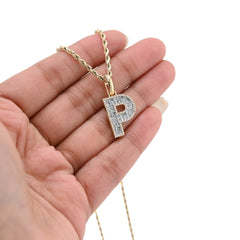 10k Yellow Gold 0.5 CTW Natural Diamond Initial "P" Pendant 2.1g Alphabet Charm