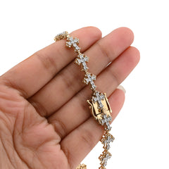 9.4MM 10k Yellow Gold 14gms 3.5CTW Natural Diamond Cross Link Bracelet 8 Inches