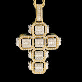 10k Yellow Gold 6.5CT Baguette Diamond Cross Cageback Pendant 15.3g Mens Charm
