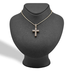 10k Yellow Gold 1CTW Pure Diamond Double Cluster Cross Pendant 6g Cageback Charm