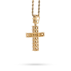10k Yellow Gold 1CTW Pure Diamond Double Cluster Cross Pendant 6g Cageback Charm