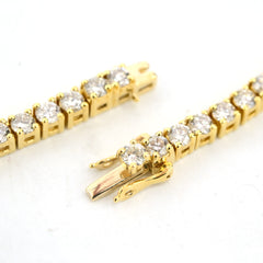 3.2MM 10k Yellow Gold 21Inch 16CTW Diamond 10 Pointer Solitaire Tennis Chain 30g