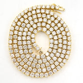 3.2MM 10k Yellow Gold 21Inch 16CTW Diamond 10 Pointer Solitaire Tennis Chain 30g