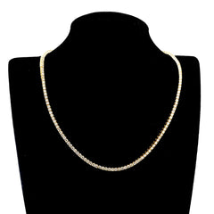 3.2MM 10k Yellow Gold 21Inch 16CTW Diamond 10 Pointer Solitaire Tennis Chain 30g