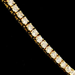3.2MM 10k Yellow Gold 21Inch 16CTW Diamond 10 Pointer Solitaire Tennis Chain 30g