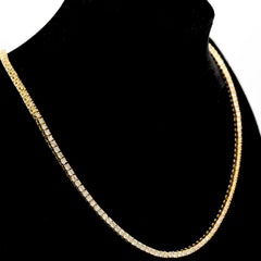 3.2MM 10k Yellow Gold 21Inch 16CTW Diamond 10 Pointer Solitaire Tennis Chain 30g