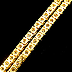 3.2MM 10k Yellow Gold 21Inch 16CTW Diamond 10 Pointer Solitaire Tennis Chain 30g
