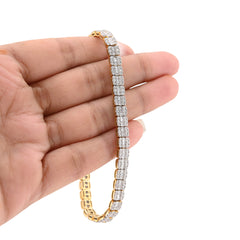 5.5MM 10k Yellow Gold 15.2gm 3.72CTW Round/Baguette Pure Diamond Tennis Bracelet