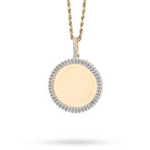 10k Yellow Gold 0.25CTW Natural Diamond Circle Cuban Memory Pendant 8.4g Charm