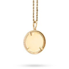 10k Yellow Gold 0.25CTW Natural Diamond Circle Cuban Memory Pendant 8.4g Charm