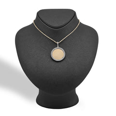 10k Yellow Gold 0.25CTW Natural Diamond Circle Cuban Memory Pendant 8.4g Charm