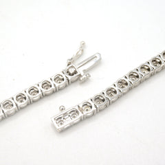 3MM 925 Sterling Silver 2.25CT Natural Diamond Tennis Chain 22In 25gms Necklace