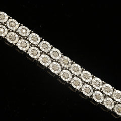 3MM 925 Sterling Silver 2.25CT Natural Diamond Tennis Chain 22In 25gms Necklace
