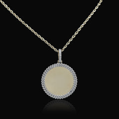 10k Yellow Gold 0.25CTW Natural Diamond Circle Cuban Memory Pendant 8.4g Charm