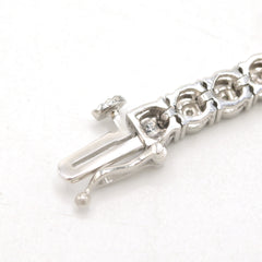 3MM 925 Sterling Silver 0.6CT Natural Diamond 8In Tennis Bracelet 9.7gms Armlet