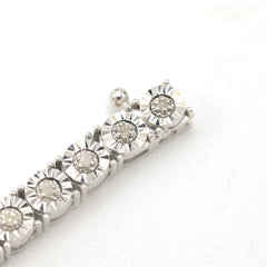 3MM 925 Sterling Silver 0.6CT Natural Diamond 8In Tennis Bracelet 9.7gms Armlet