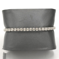 3MM 925 Sterling Silver 0.6CT Natural Diamond 8In Tennis Bracelet 9.7gms Armlet
