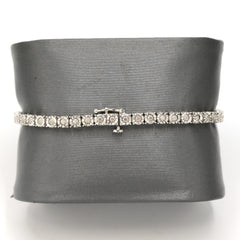 3MM 925 Sterling Silver 0.6CT Natural Diamond 8In Tennis Bracelet 9.7gms Armlet