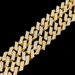 12MM 10k Yellow Gold 19CTW Natural Diamond 2 Row Cuban Chain 119g 20In Necklace