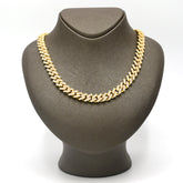 12MM 10k Yellow Gold 19CTW Natural 2 Row Round Diamond 119g Cuban Chain Necklace