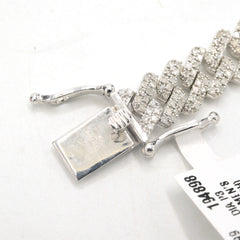 925 Sterling Silver Men 3.25CTW Natural Diamond Cuban Bracelet 26g 8In Armlet