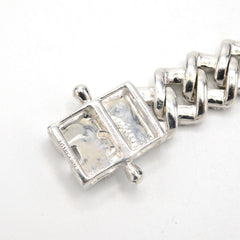 9MM 925 Silver 3.25CTW Natural Diamond 8Inch 2 Row Design Men Cuban Bracelet 26g