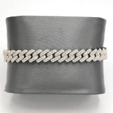 925 Sterling Silver Men 3.25CTW Natural Diamond Cuban Bracelet 26g 8In Armlet