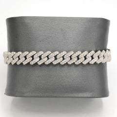 925 Sterling Silver Men 3.25CTW Natural Diamond Cuban Bracelet 26g 8In Armlet